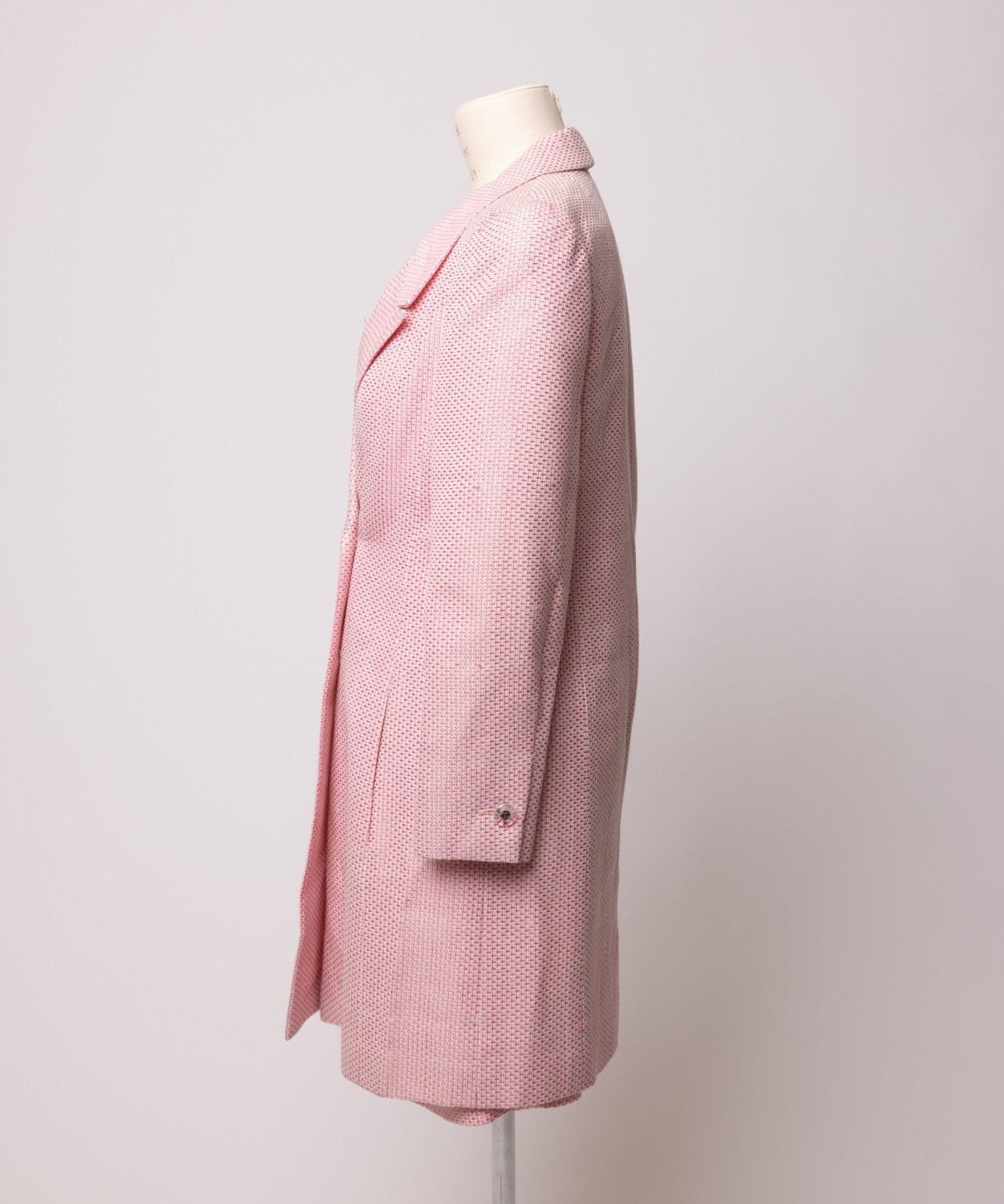 CHANEL white and pink cotton HOUNDSTOOTH Tweed Jacket 38 S