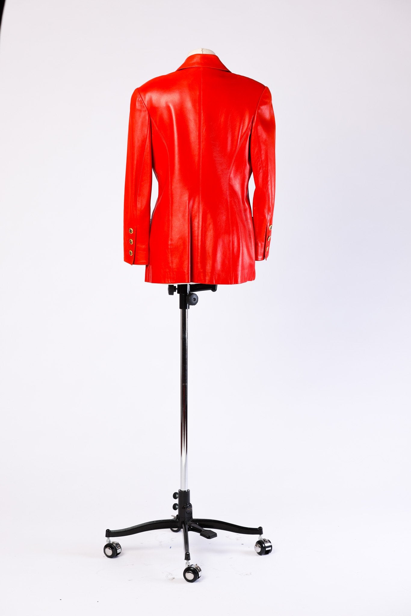 CHANEL | Vintage Red Leather Blazer and Skirt Set