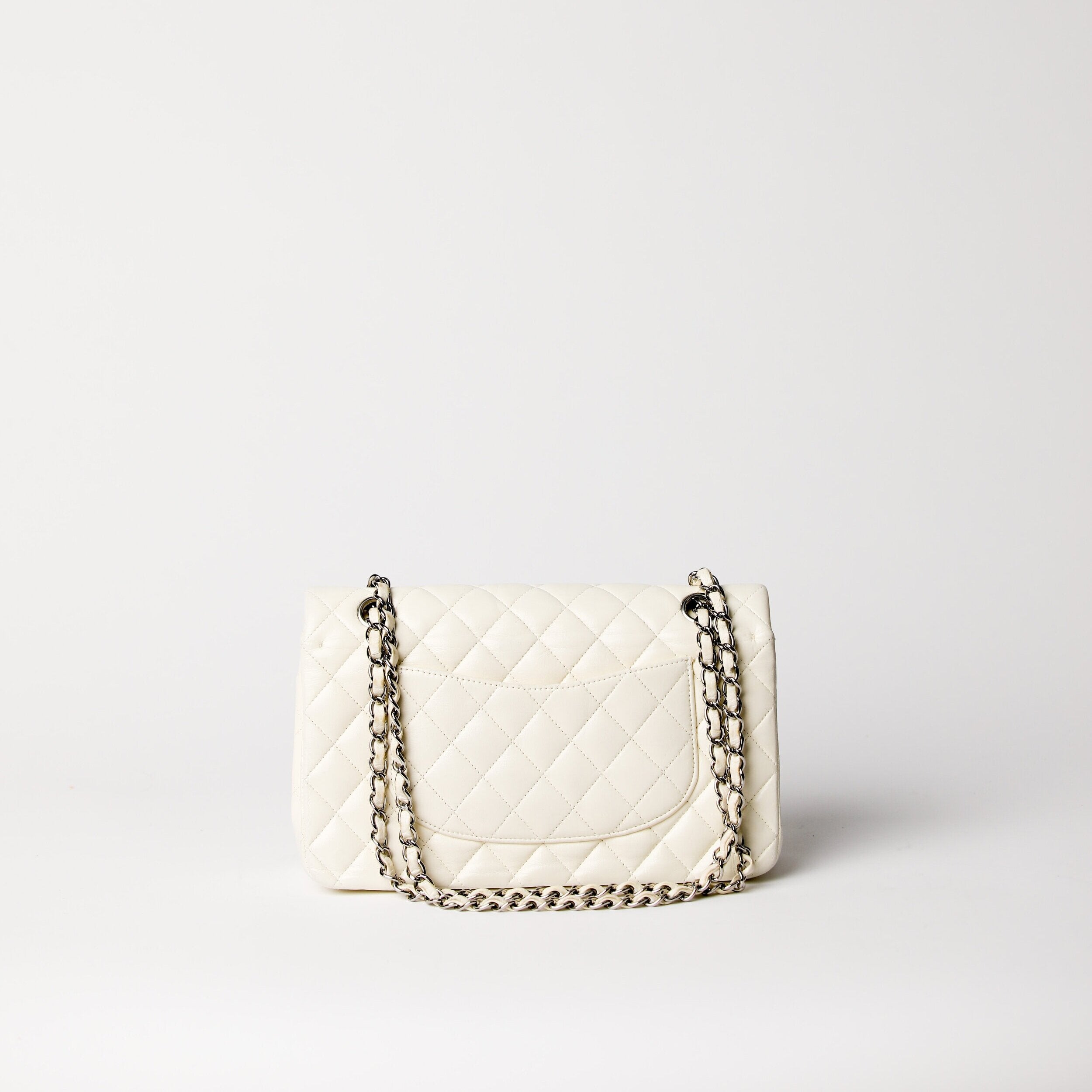 Chanel White Lambskin Double Sided Classic Flap Bag Vintage