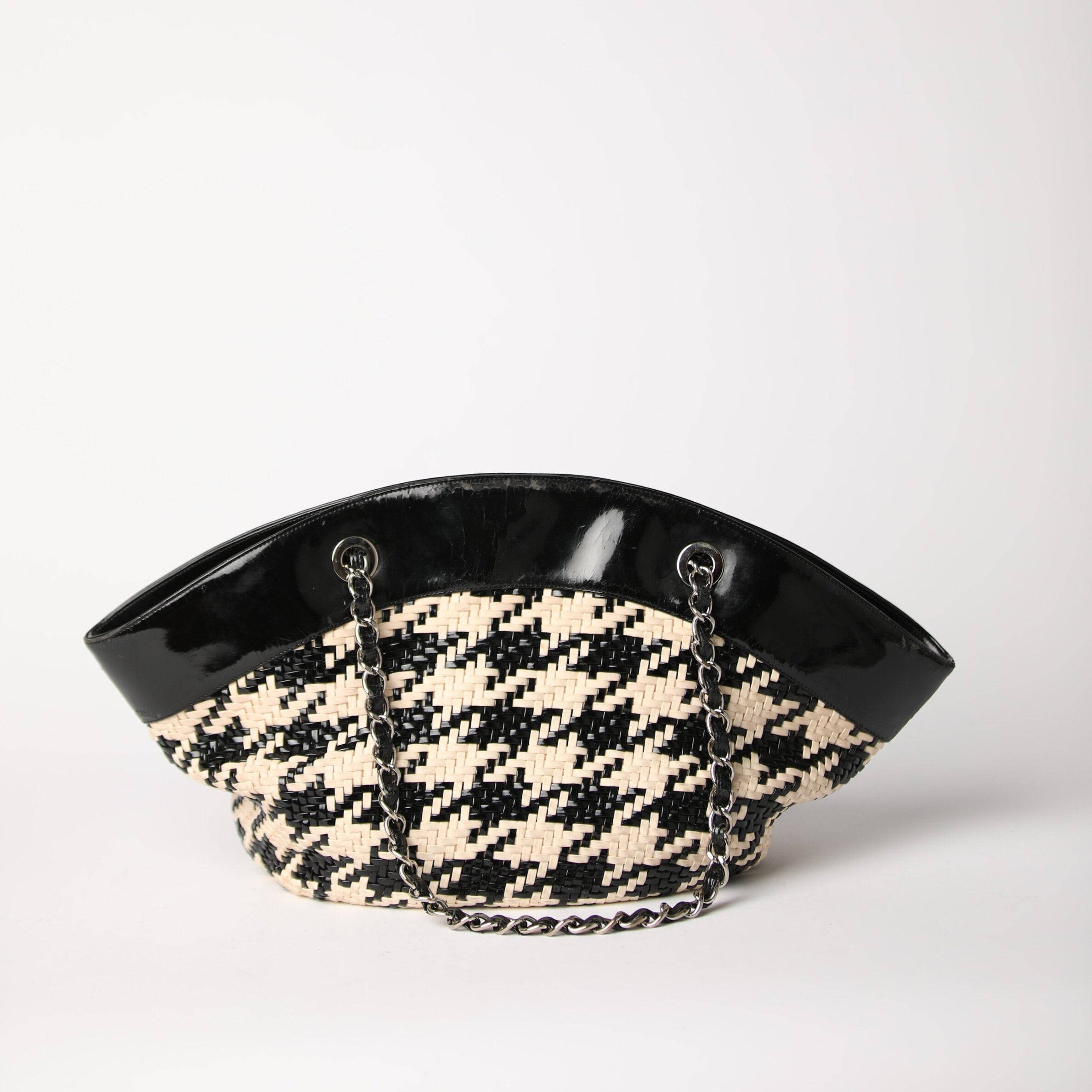 CHANEL  Black and White Basket Woven Tote – The Vault By Volpe