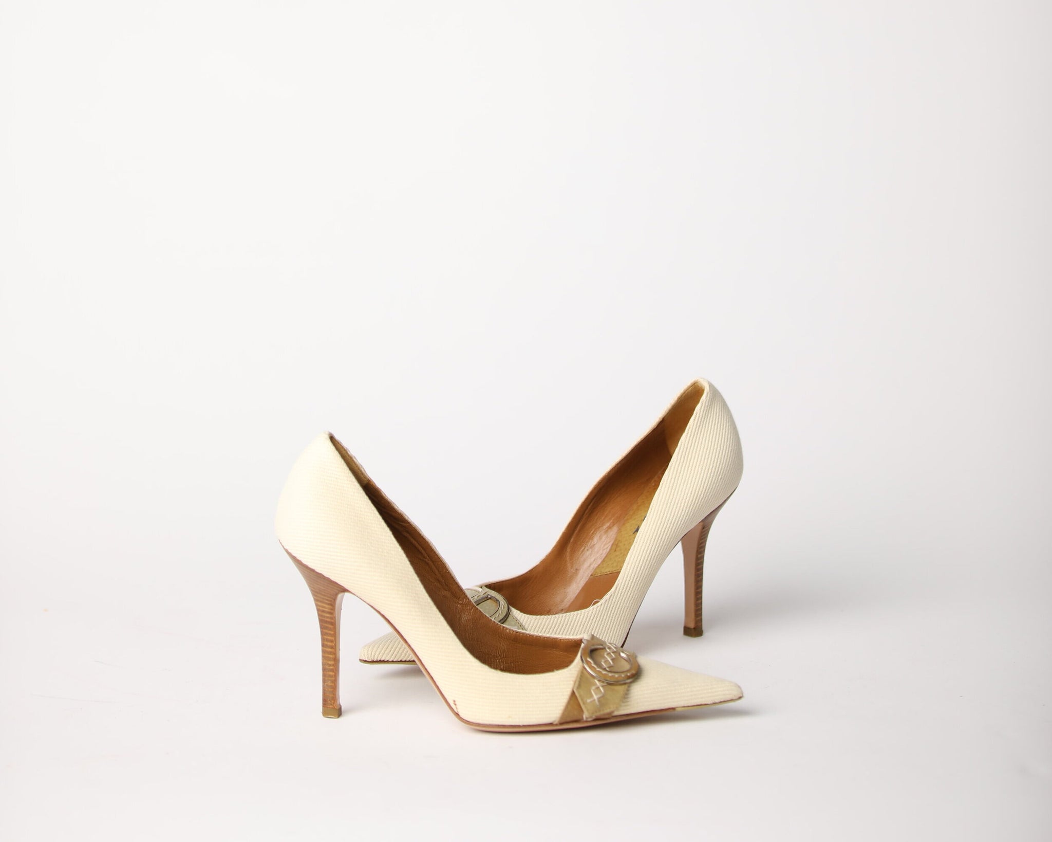 CHRISTIAN DIOR | Dior Beige Logo Heels – The Vault By Volpe Beringer