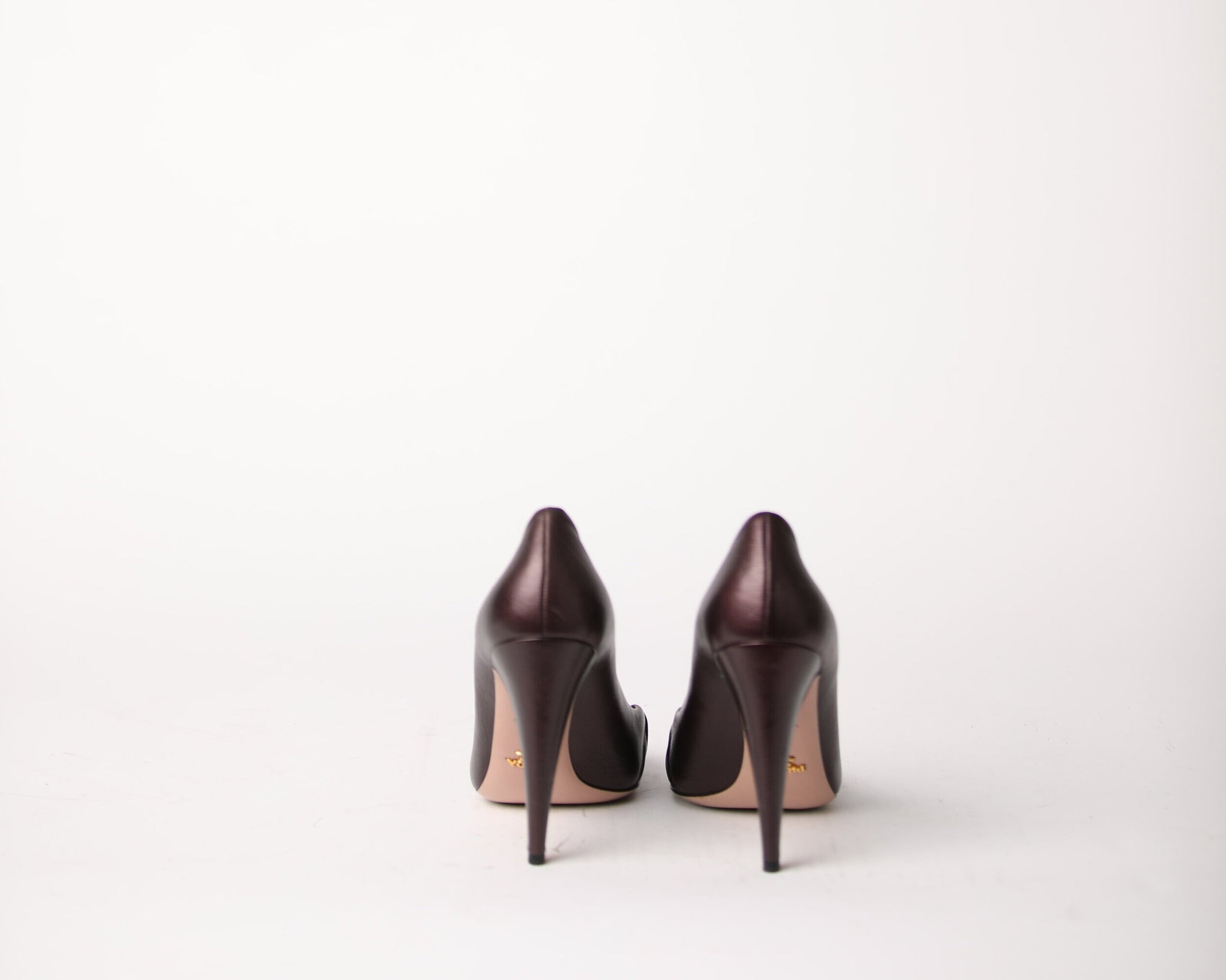 PRADA | Eggplant Leather Peep Toe – The Vault By Volpe Beringer