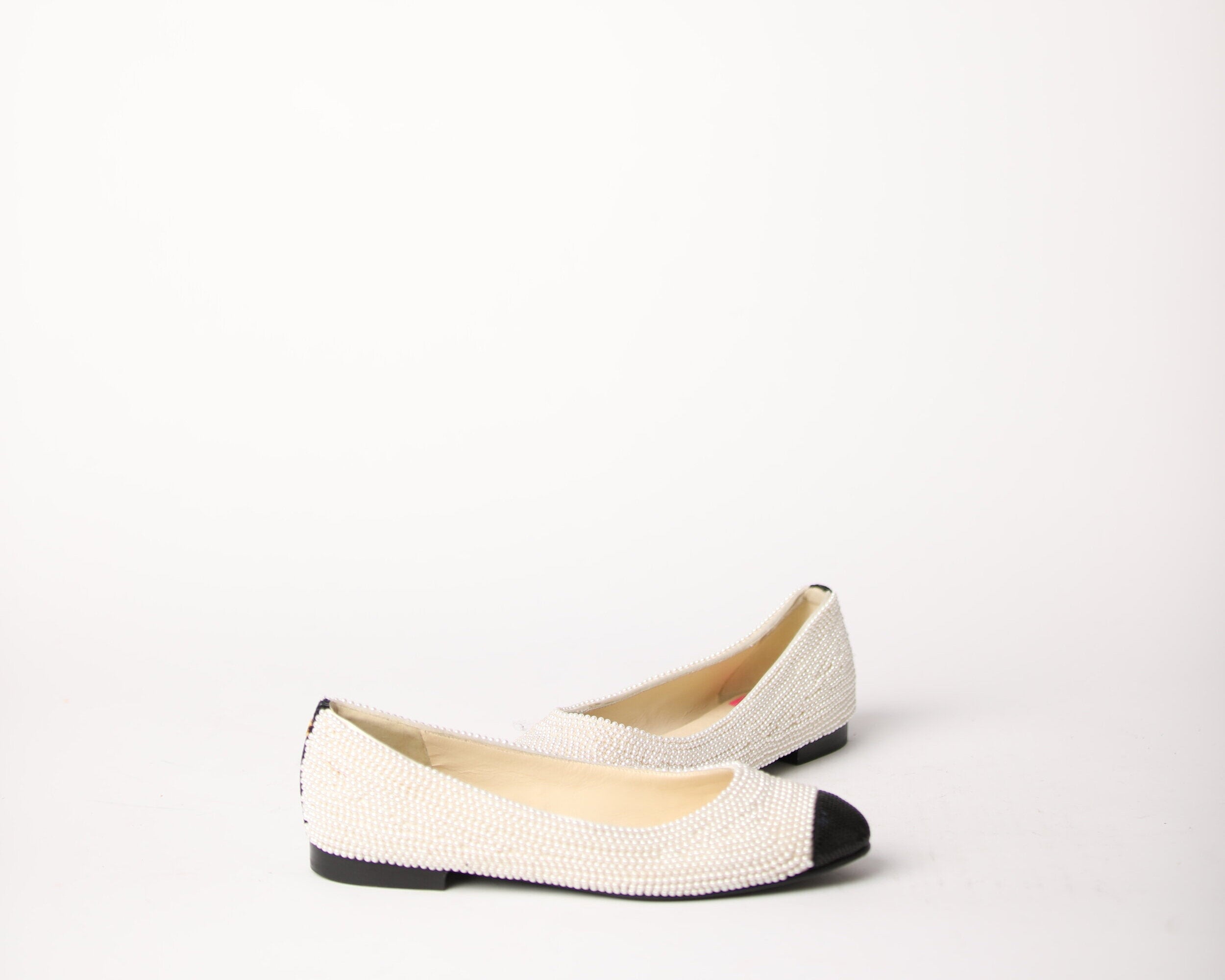 Chanel espadrilles woman flats shoes sequined white color